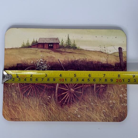 Vintage 70's Farm Scene Cork Backed Hot Plaques/Wall Hanging Set of 4 READ - Picture 10 of 11
